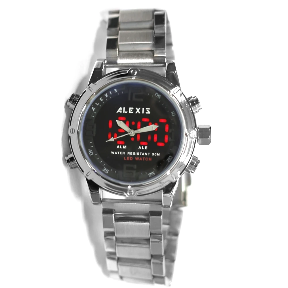 

Мужские водонепроницаемые аналоговые цифровые часы со светодиодной подсветкой и будильником