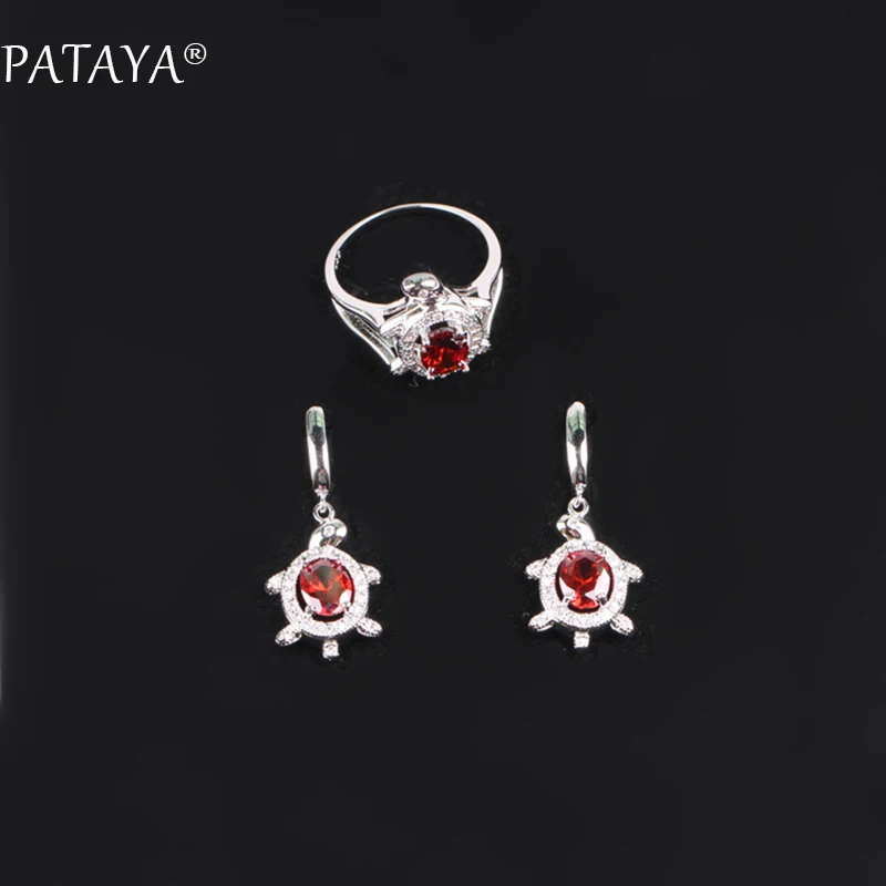 Маленькие серьги PATAYA набор из кольца и сережек настоящего белого золота синего
