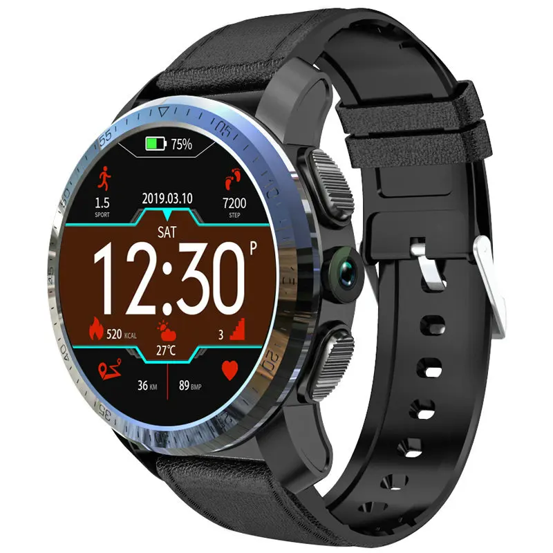 Black leather Смарт-часы KOSPET Optimus Pro IP67 Dual 4G Смарт-часы Android sim-карта gps 3 ГБ 32 ГБ Bluetooth наушники наручные часы pk Hope Brave - Цвет: Black leather