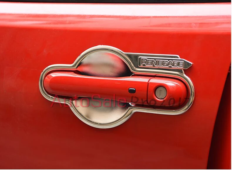 

For Jeep Renegade 2016 2017 ABS Chrome plastic Side Door Outer Handle Bowls Cover Trim 8pcs