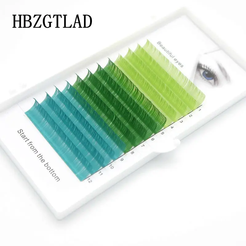 Накладные ресницы HBZGTLAD C/D curl 0 07/0 1 мм 8 15 синие + зеленые фиолетовые серые