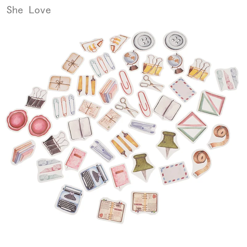 

Chzimade 46PCS Learning Stationery Scrapbooking Sealing Stickers Stationery Decorative Diary Label