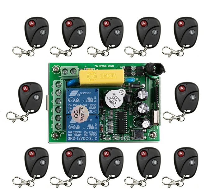 AC220V 2CH 10A Радиоуправление ler RF беспроводное реле дистанционное управление