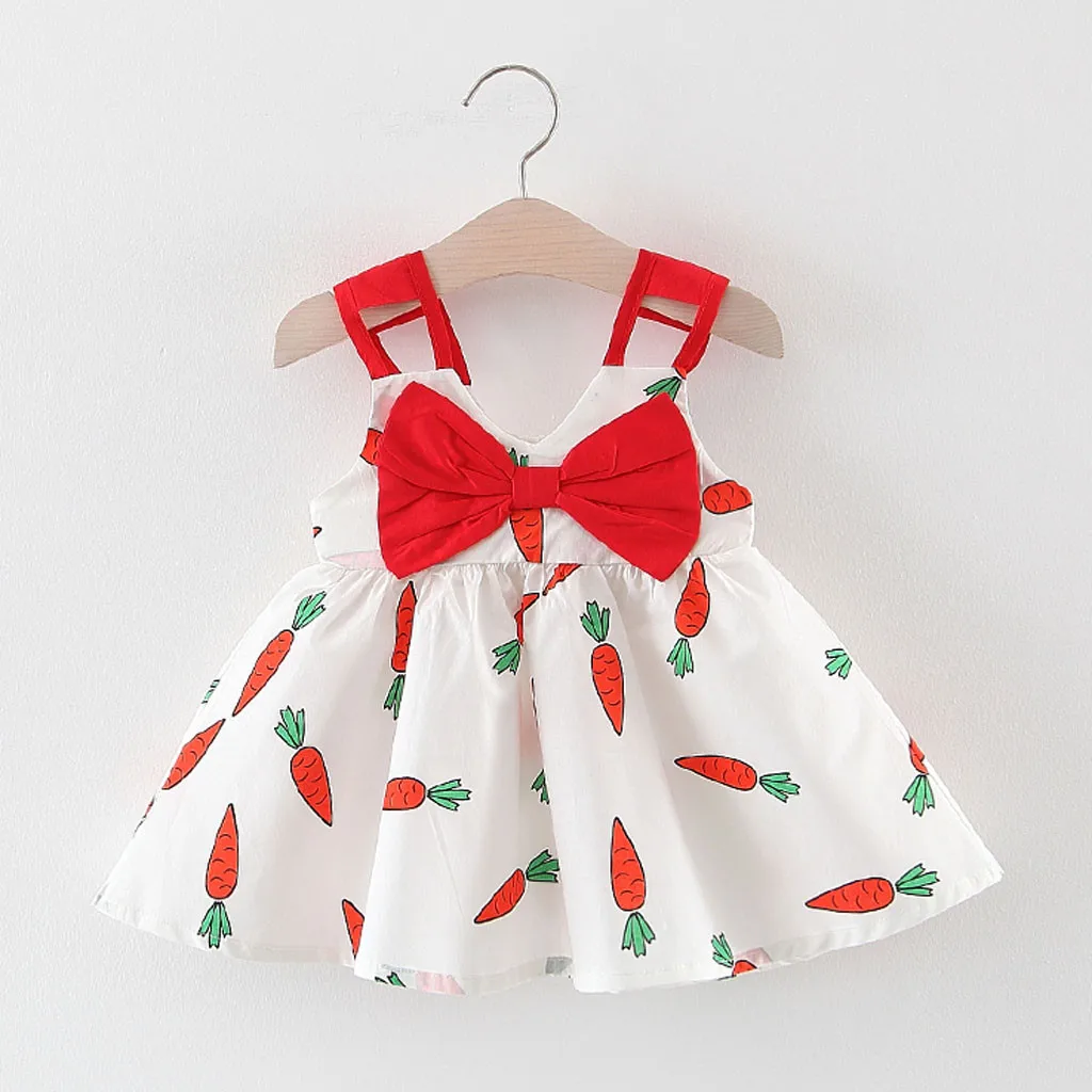 SAGACE Bow Carrot Princess Dress For Girls Kids Summer Sleeveless Beach Toddler Baby Ball Gown Girl Dresses | Детская одежда и