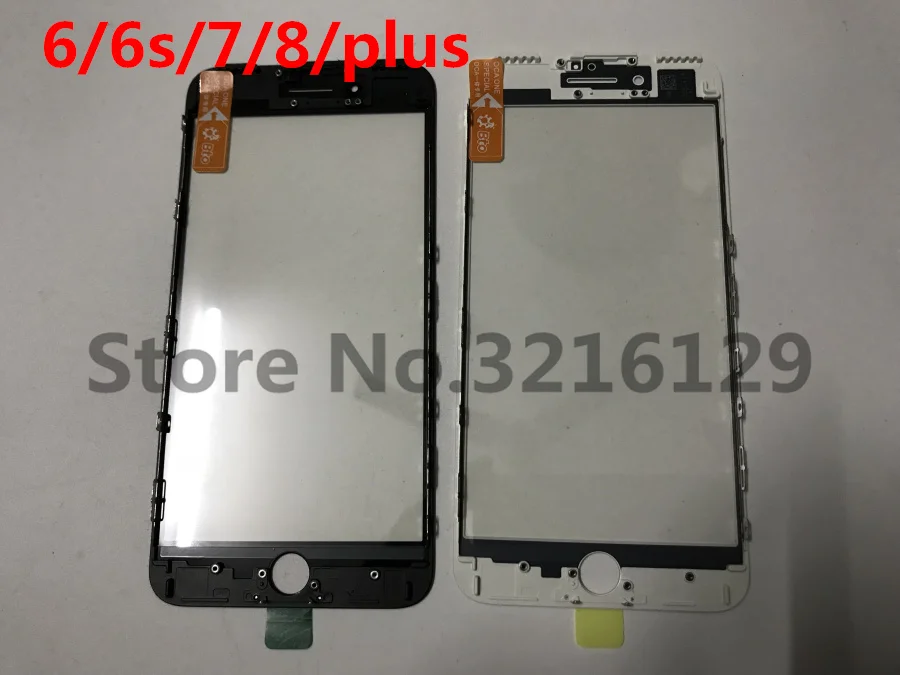 

10pcs Original 3 in 1 For iPhone 6 6s plus 7 8 7plus Front cold press Outer Glass with Middle Frame Bezel Assembled+OCA film