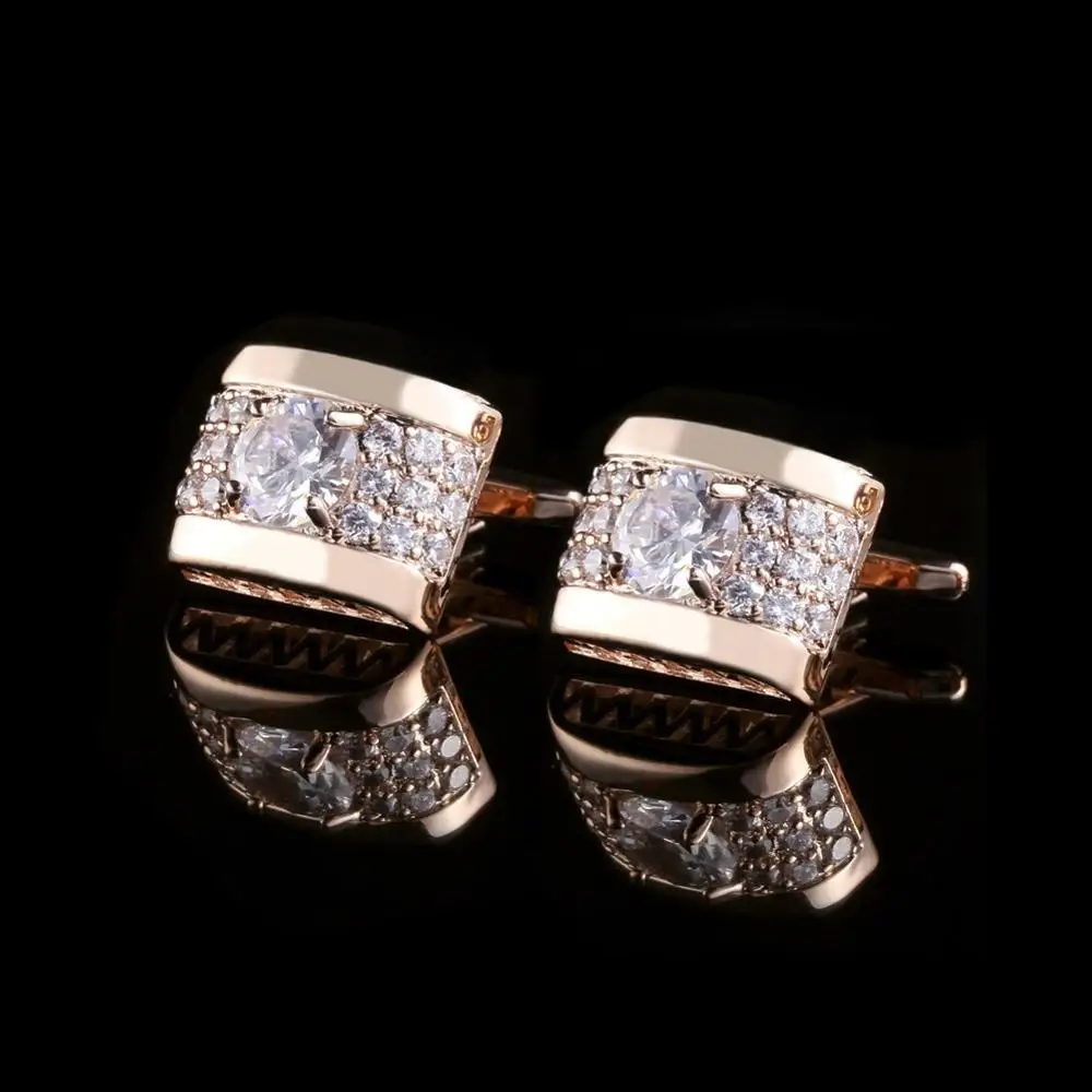 gold JAVRICK 1 пара хрустальные стразы Мужские золотые серебряные запонки для рубашки свадебный подарок ZB380 - Окраска металла: gold