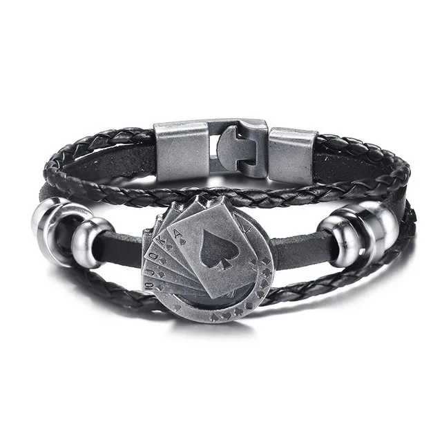 Lateefah модный винтажный mannen кожаный браслет Speelkaarten Raja Vegas Шарм многослойный Gevlochten Vrouwen Pulseira Masculina - Окраска металла: A