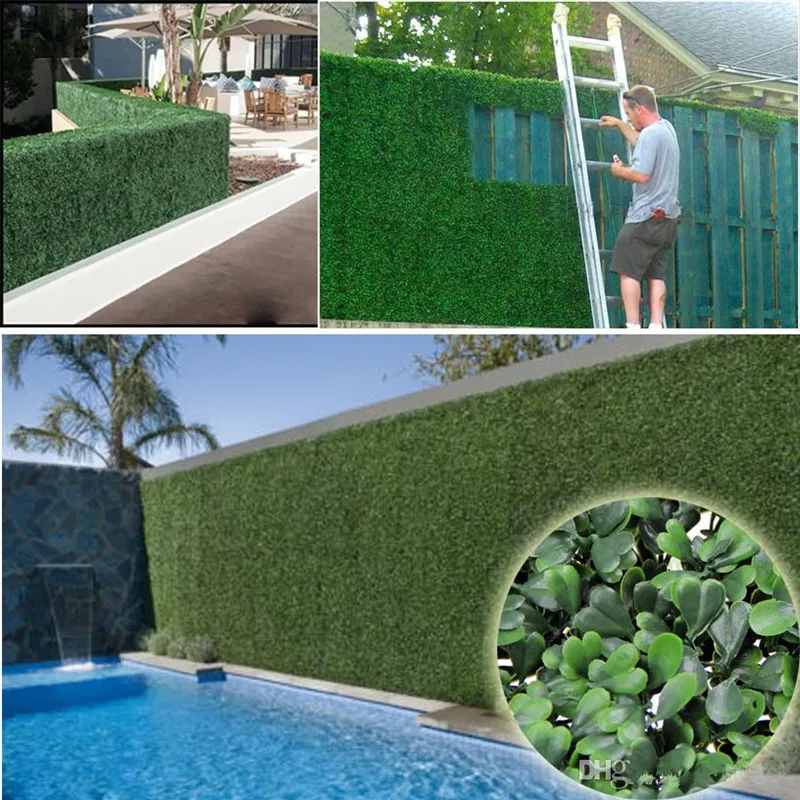 

100PCS per lot Artificial Turf Carpet Simulation Plastic Boxwood Grass Mat 25cm*25cm Green Lawn For Home Garden Decoration