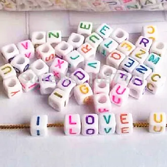 

100pcs 6mm Acrylic Spacer Beads For Loom Band Bracelet Mixed Alphabet "A-Z" Cubic Letter Beads