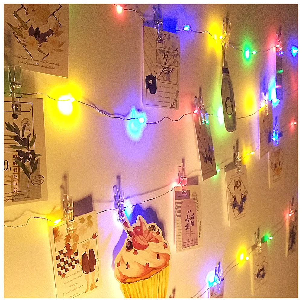 Light Chain Garland Clips Photo Lights Outdoor Indoor guirlande Bedroom Living Room Decoration Party Christmas LED String Lights