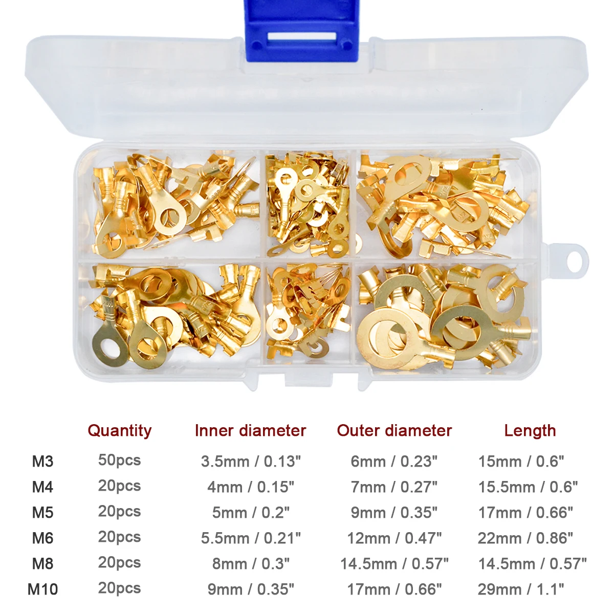 Car Electronics Accessories 150PCS Insulated Crimp Ring Terminals Wire Connectors Spade Electrical Kit &amp Box | Автомобили и