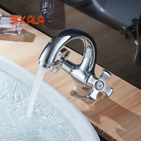 luxury bathroom vessel faucet chrome finish spout double cross handles bathroom basin faucets deck mount br 9133