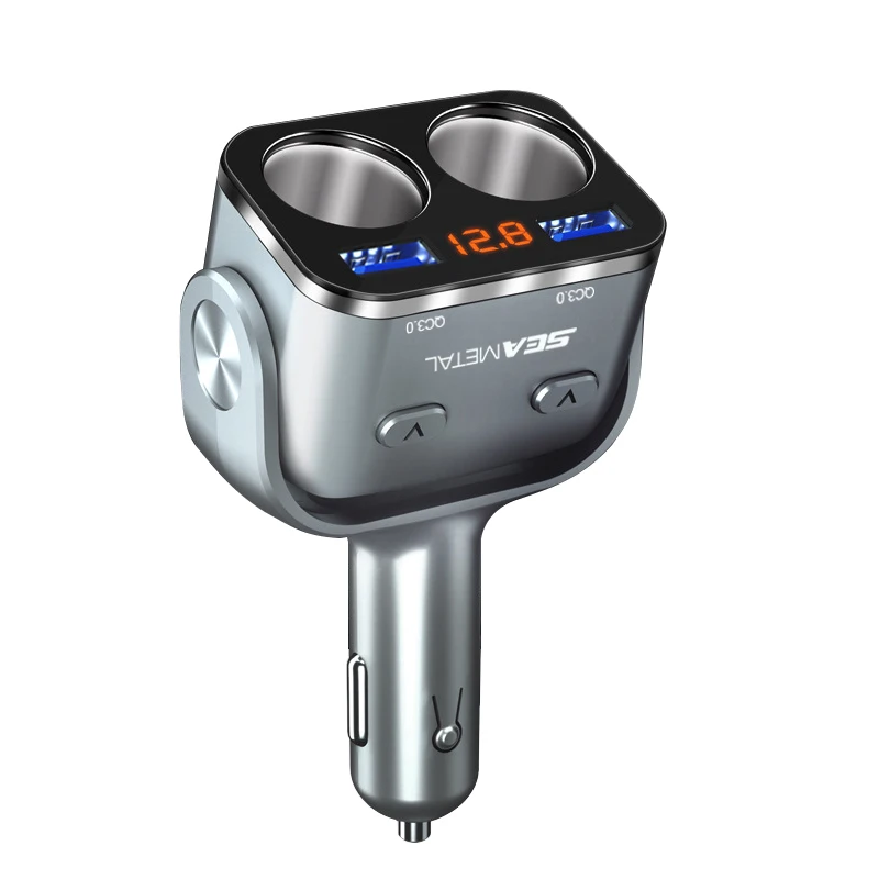 Серебристый SEAMETAL 6.8A Dual USB Автомобильное зарядное устройство 2 порта ЖК-дисплей 12-30 в прикуриватель быстрое автомобильное зарядное устройство адаптер питания автомобильный Стайлинг - Название цвета: Серебристый