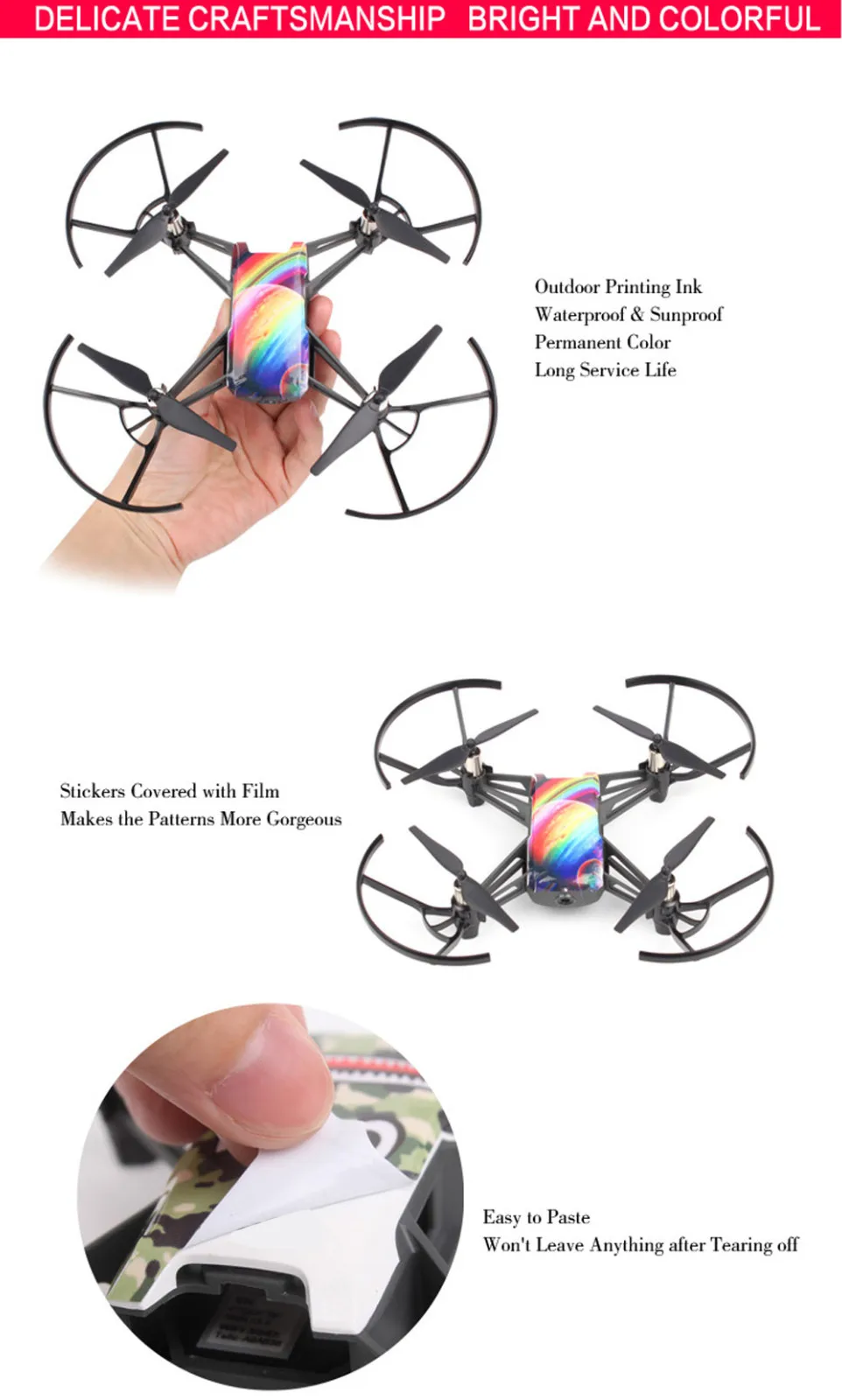 HIPERDEAL 3 шт. классные водонепроницаемые ПВХ наклейки на кузов для DJI TELLO Drone модные наклейки для DJI Drone аксессуары BAY01