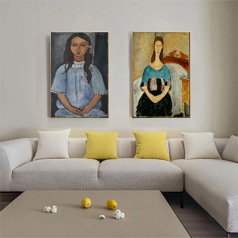 MUTU Знаменитые Картины Маслом Wall Art Женщины без глаз Модильяни печати и постеры на