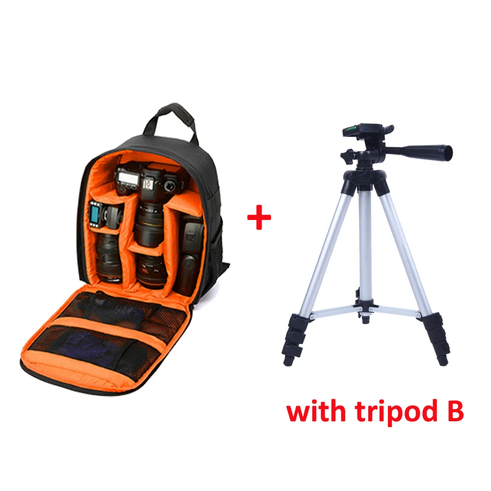 Orange with Tripod B Сумка для камеры водонепроницаемый рюкзак для DSLR камеры для Canon Nikon sony DSLR камеры s объектив вспышки штатив другие аксессуары Новинка - Цвет: Orange with Tripod B
