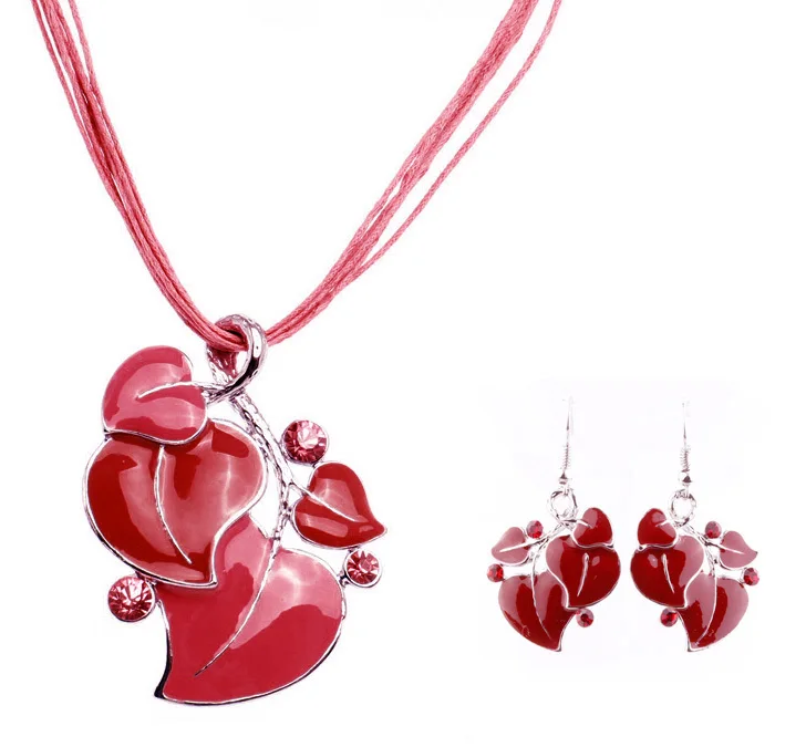 Высокое качество ожерелья покрытые эмалью из сплава и серьги набор женских