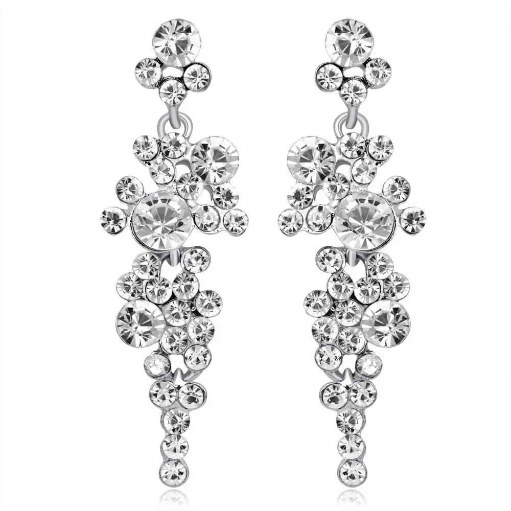 Style 13Clear TREAZY, прозрачный/Красный/Королевский синий кристалл, свадебные длинные висячие серьги для женщин, Серьги невесты, ювелирные изделия на выпускной, подарки для женщин - Окраска металла: Style 13Clear