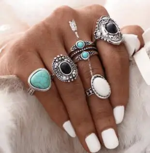 5 шт./компл. античное серебро Цвет Бохо миди кольцо Набор Винтаж стимпанк аниллос