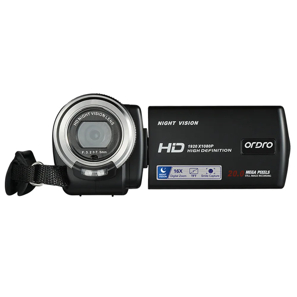 Ordro HDV V12 1080P Full HD Цифровая видеокамера 16x цифровой зум Поворот ЖК экран макс. 24MP