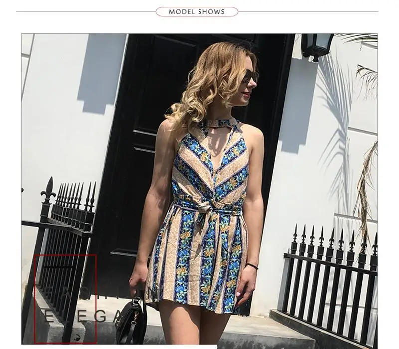 Новая мода Холтер женские костюмы Лето Boho спинки короткая водолазка печатных сексуальный топ с открытыми плечами облегающие комбинезоны