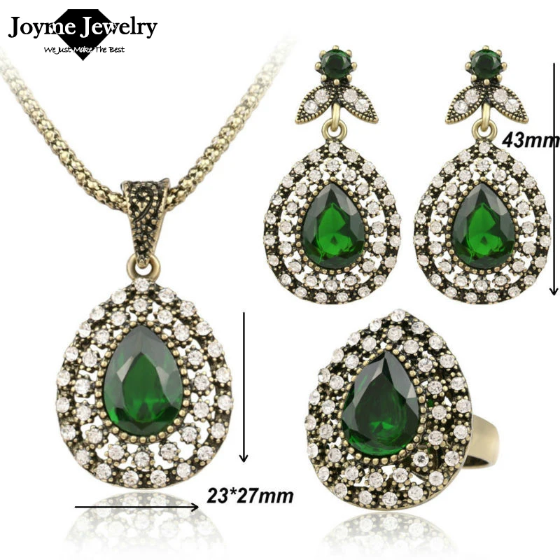 Новый модный набор ювелирных изделий зернистая Капля воды старинная бронза три