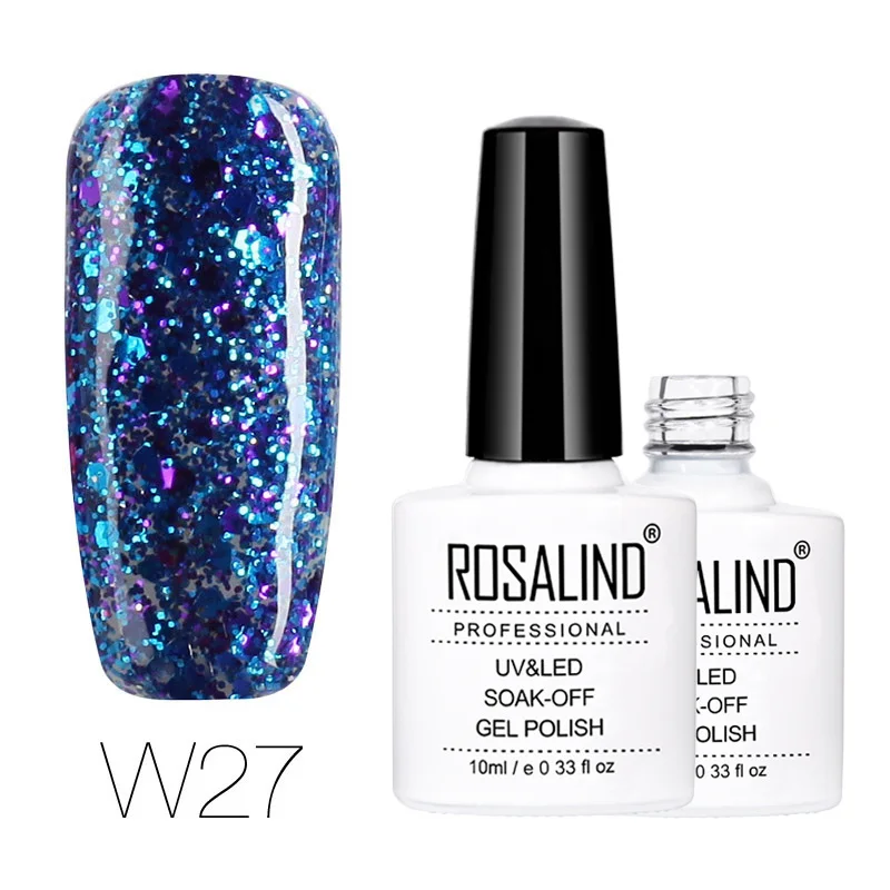 W27 ROSALIND, 10 мл, Гель-лак для ногтей, Алмазный блеск, Гель-лак для наращивания ногтей, грунтовка, топ, УФ, светодиодный, не впитывается, Гель-лак, дизайн, маникюр - Цвет: W27