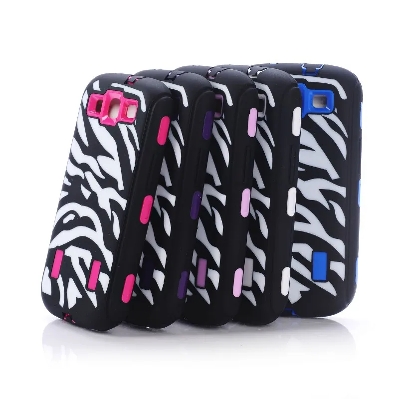 For Samsung Galaxy S3 i9300 Case Zebra Pattern Hybrid Cover Shock Proof Dust 100% Silicon+PC Good Material 5 Colors |
