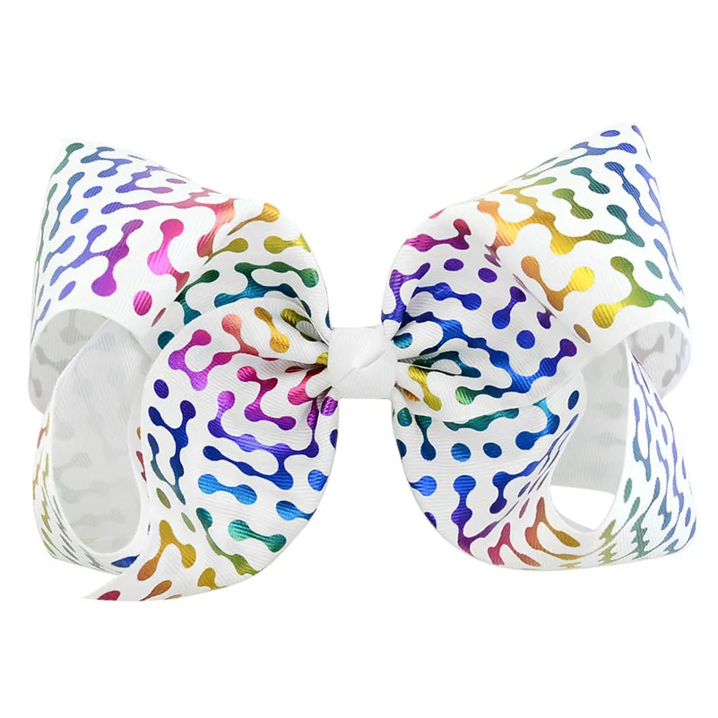 8 Inch Star Stripe Point Print Hair Bows with Clips Accessories for Kids Girl Hairpins Hairgrips Clip Ponytail Holder |