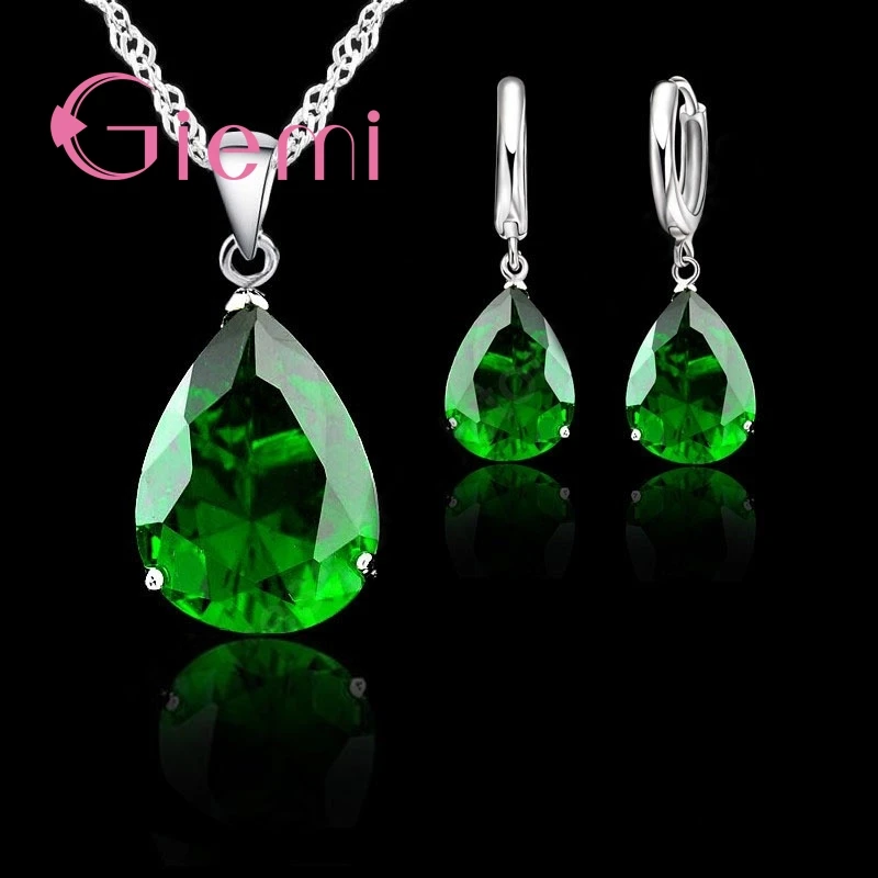 Комплект из колье и серёг серебра 925 пробы с фианитом|jewellery set|necklace earring925 sterling silver |