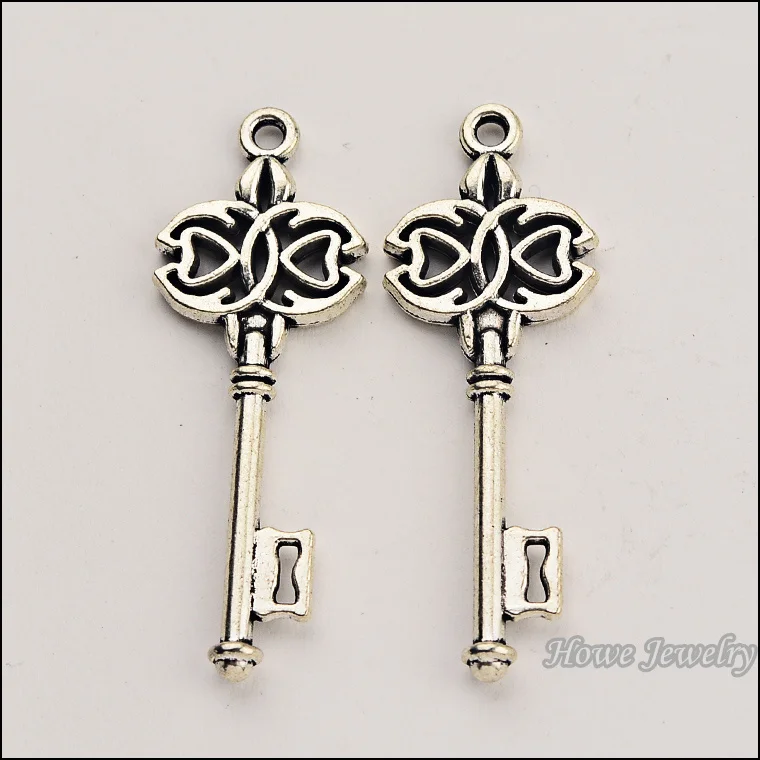40 шт винтажные брелоки ключ кулон античное серебро подходят браслеты ожерелье