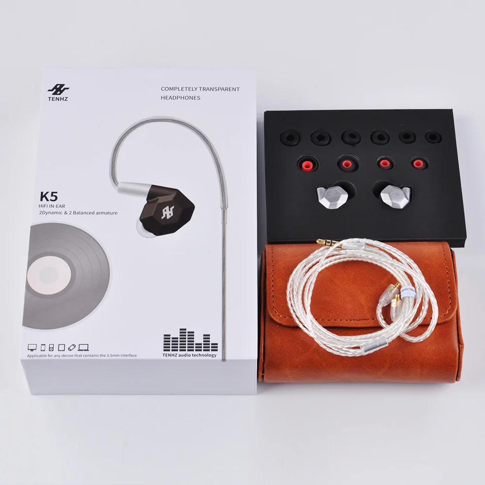 2018 новые наушники AUDBOS TENHZ K5 Hybrid In Ear 2BA + 2DD HiFi китайские Наушники DIY с кабелем MMCX
