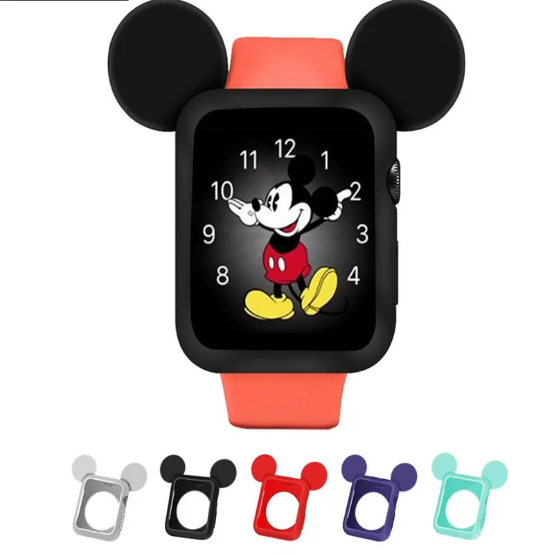 100 шт силиконовый чехол для apple watch 4 3 2 1 42 мм 38 40 44 Iwatch резиновый Watch Микки