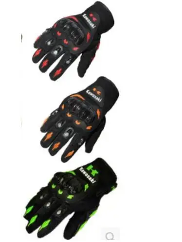 Мотоцикла Винтаж Прихватки для мангала мотоцикла KAWASAKI Гоночные перчатки Для Мужчин's мотокросс Полный пальцев Прихватки для мангала красный оранжевый зеленый