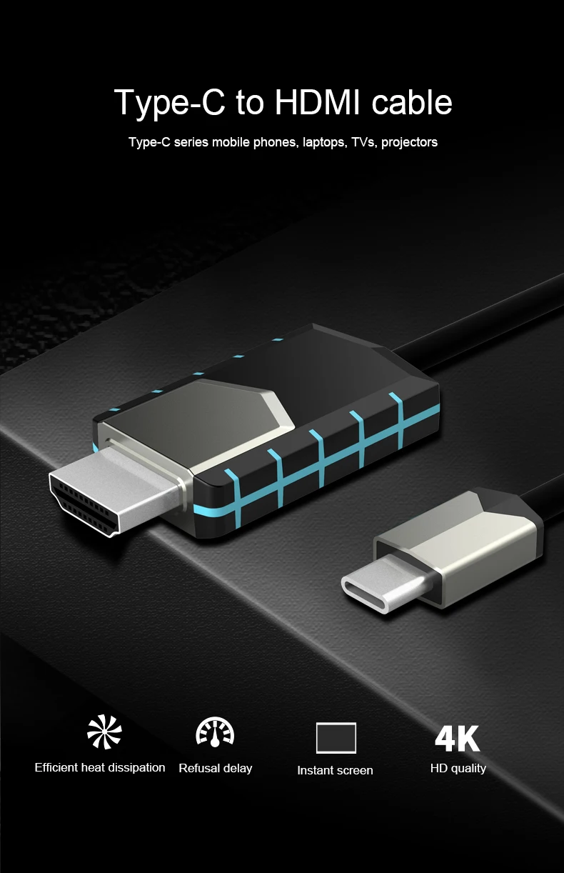 1080P 4K USB C к HDMI Кабель-адаптер Тип C папа к HDMI папа адаптер конвертер для samsung S9 S8 huawei mate 10 P20 MacBook Pro