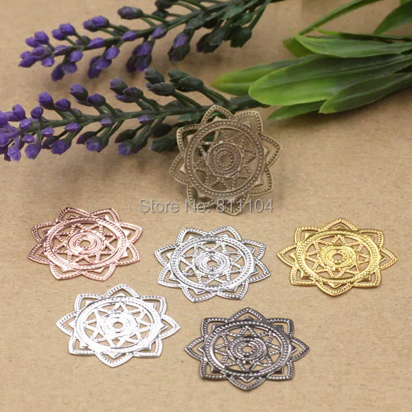 30 мм многоцветные латунные металлические чистый филигранный круг Цветочные