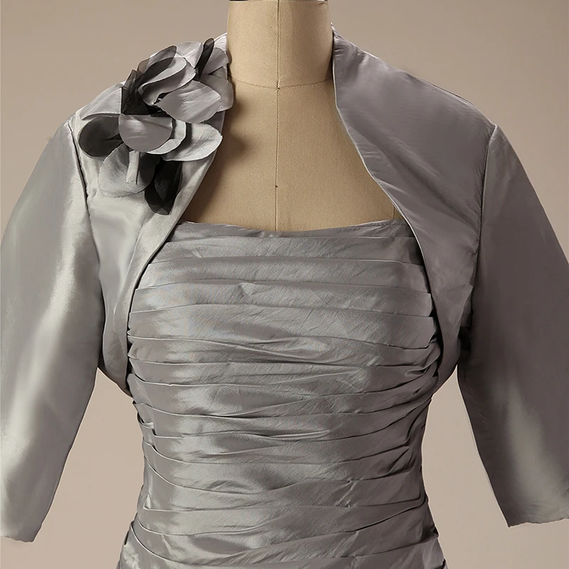 Женское серебряное платье для матери невесты модель 2018 года футляр до колена с - Фото №1