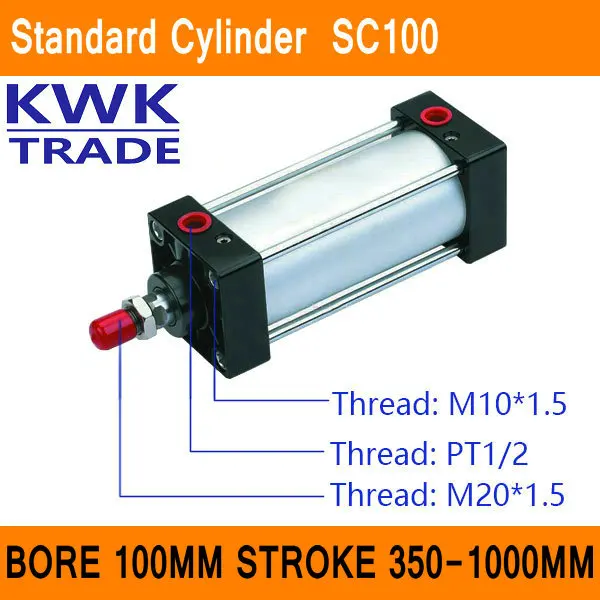 Стандартные пневматические цилиндры SC100 клапан с отверстием CE ISO 100 мм ходом от 350