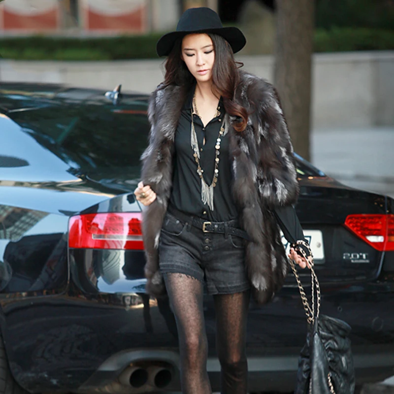 

Winter fashion women's fur coat fox fur mink coat long paragraph pure natural fur half sleeve vest