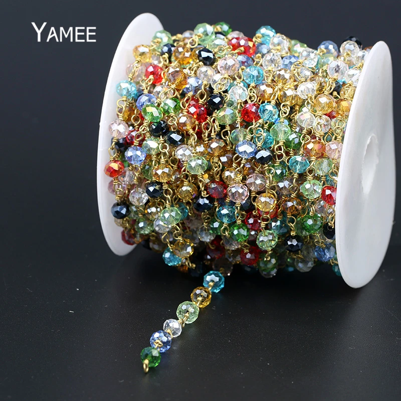 Yamee граненый кристалл цепочка из бисера многоцветная поверхность Агаты