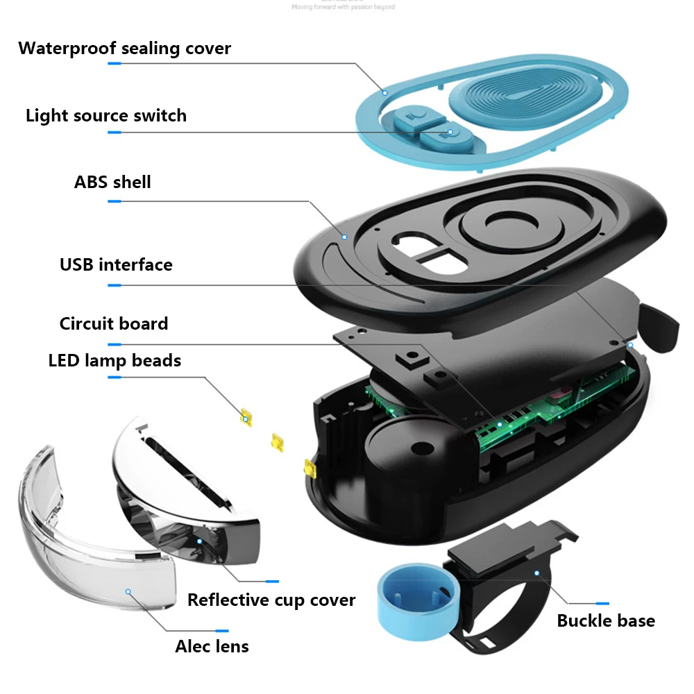 USB Перезаряжаемый велосипедный светодиодный фонарь 4 регулируемые светильники