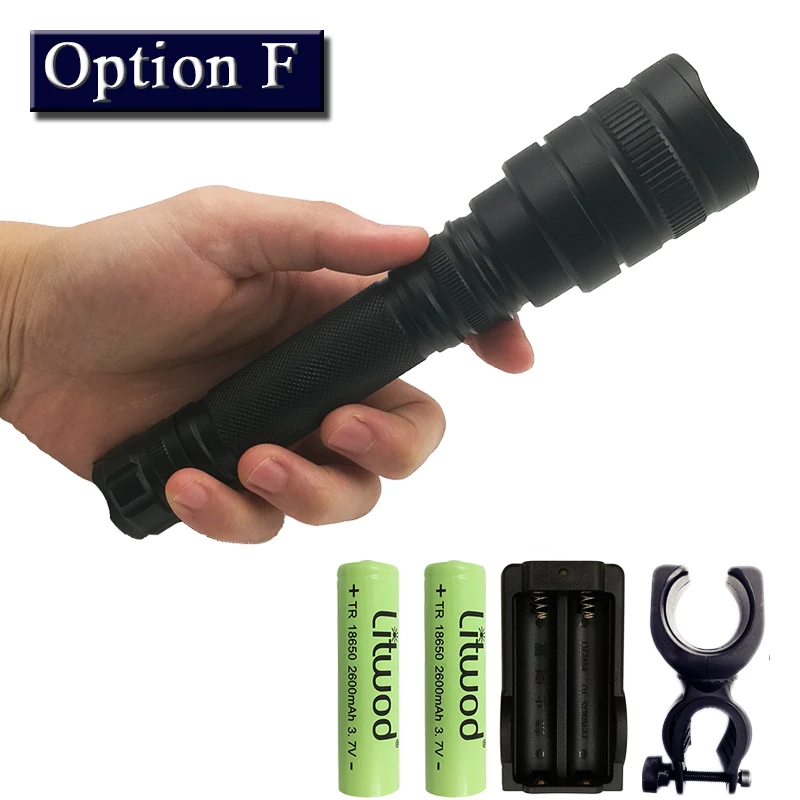 Option F Litwod Z201515 50000лм XHP70.2 Мощный тактический светодиодный фонарик, фонарь с зумом, с 2*18650 батареей, для кемпинга, 5 режимов - Испускаемый цвет: Option F