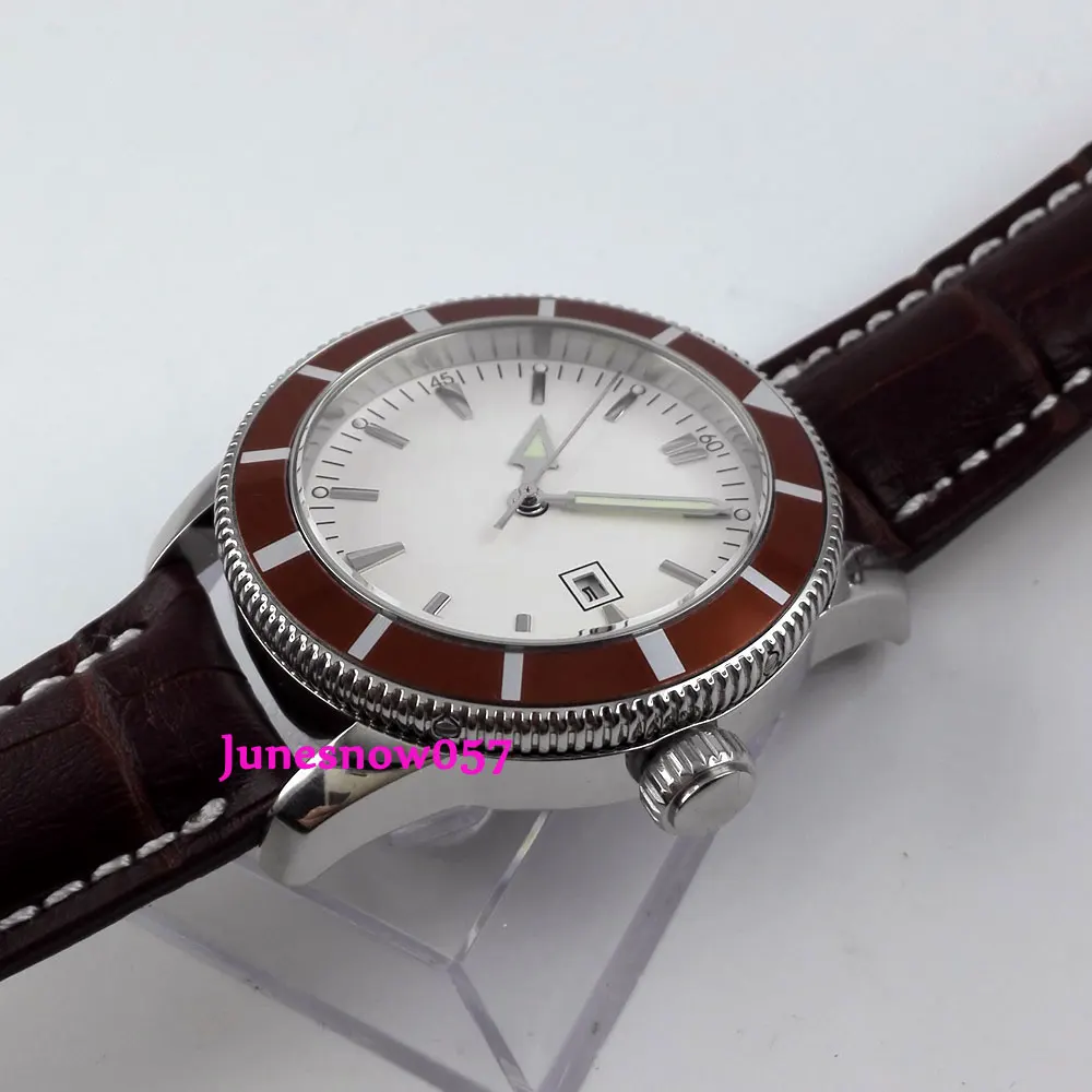 Автоматические Мужские часы Bliger 46 мм с поливиниловым покрытием белый и синий