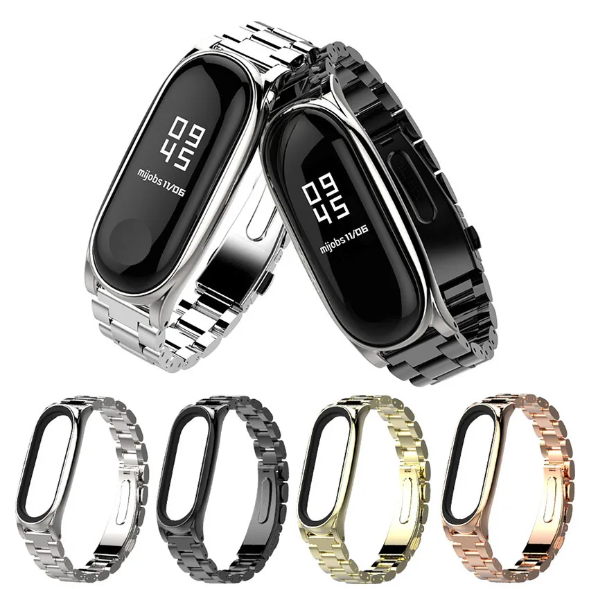 for Mi Band 3 Wrist Strap Metal Screwless Stainless Steel For Xiaomi Bracelet Wristbands Pulseira Miband3 AW836 | Наручные часы