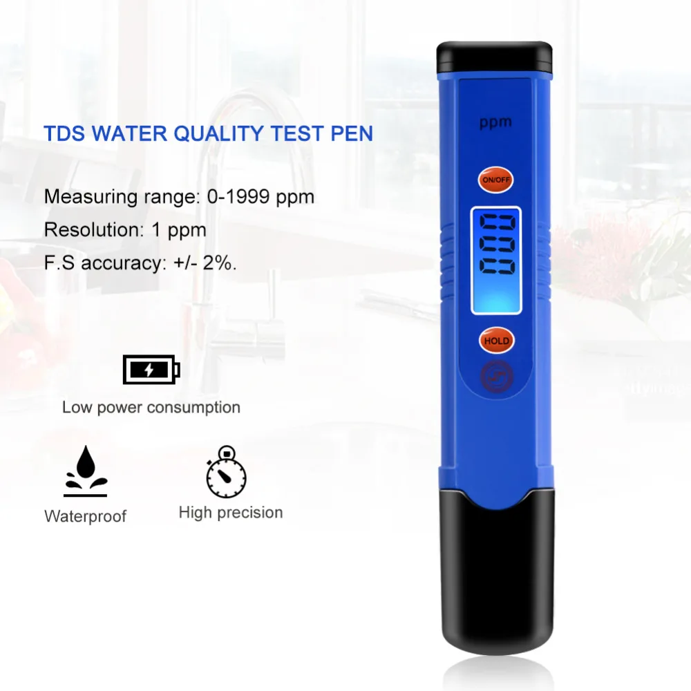 Цифровой ЖК дисплей Yieryi TDS Meter Pen Стандартный диапазон тестирования качества воды: