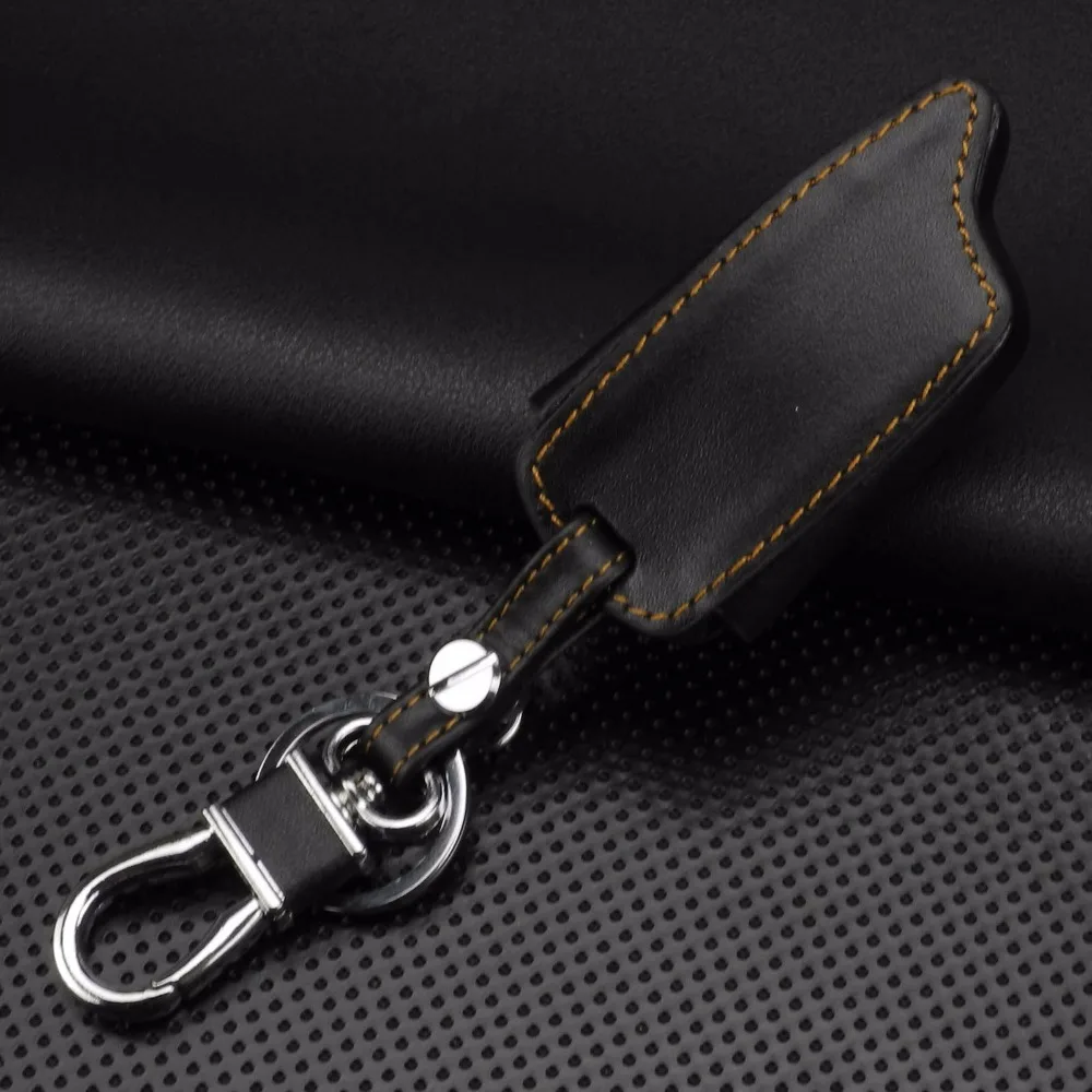 

jingyuqin 5 Buttons Remote Leather Key Cover Case For Tomahawk TW9010 TW9030 Two Way Alarm System LCD Controller Keychain