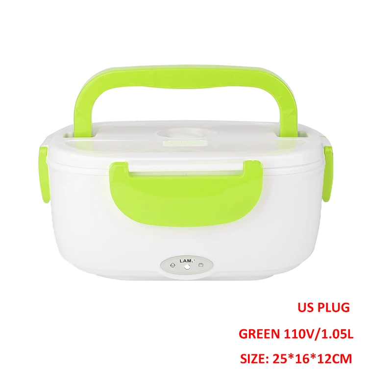 110V Green US 220 л в 40 Вт портативный Электрический Ланч-бокс пищевой Bento Ланч-бокс нагревательный контейнер подогреватель пищи для детей EU US GB вилка - Цвет: 110V Green US