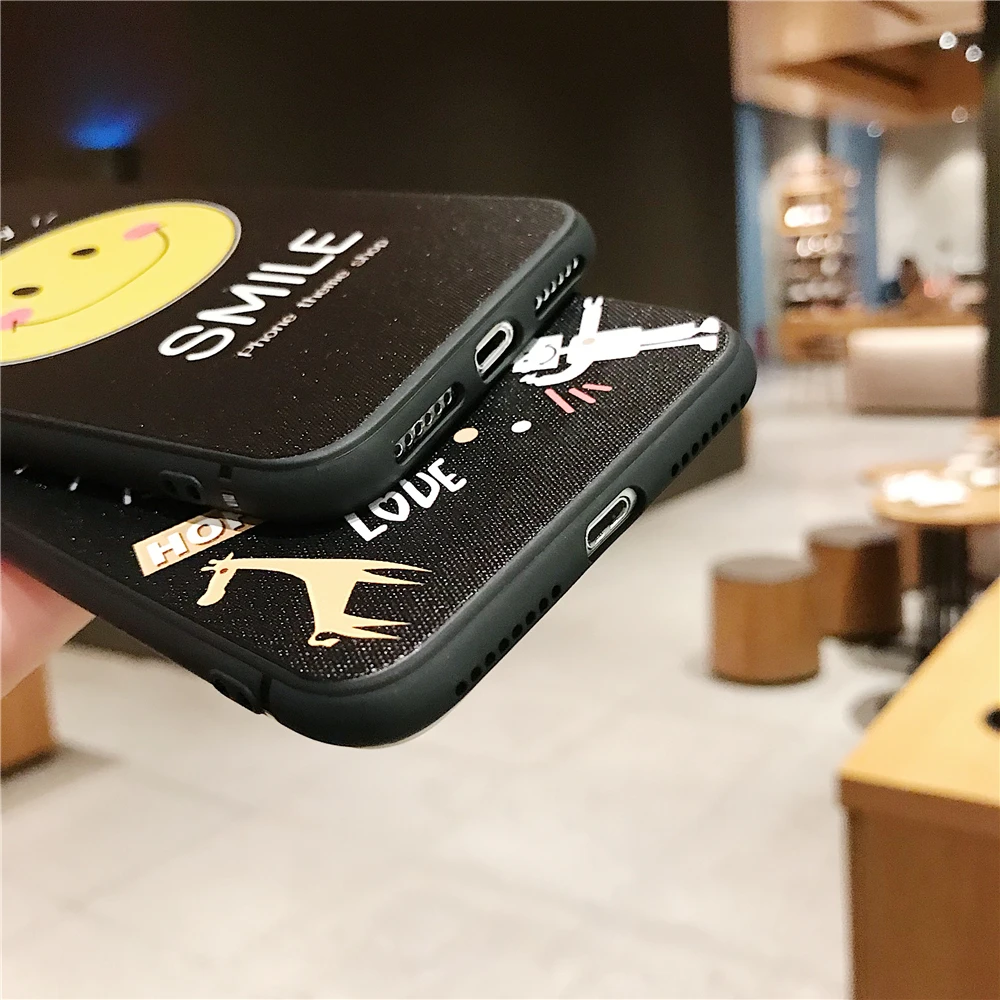 For iPhone 7 Case Cartoon Smile Couple Phone 8 Plus 6 6S X XS MAX XR Smiley face Soft TPU Silicon Cover |