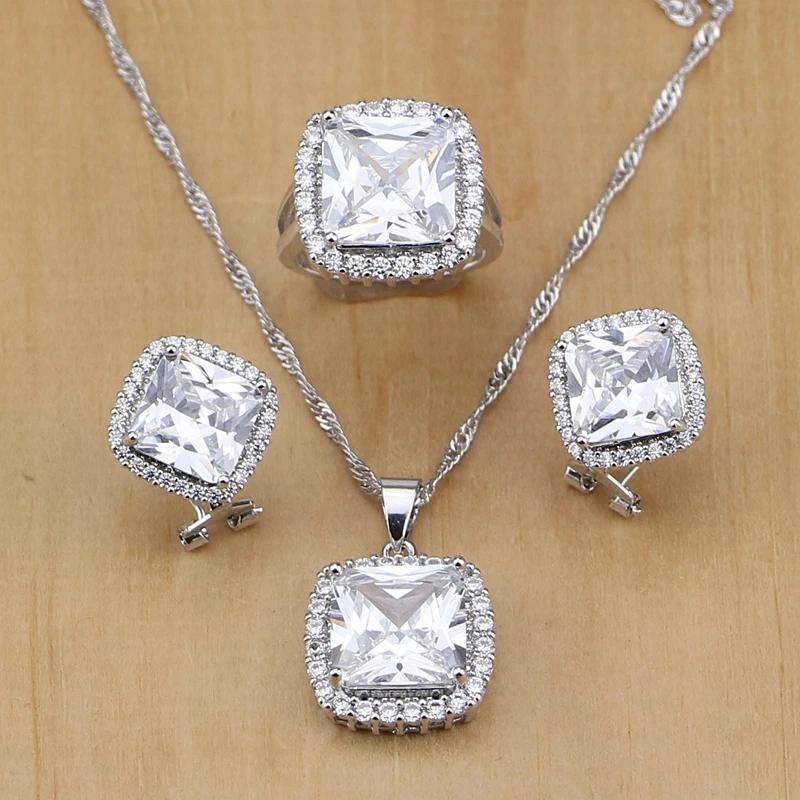 Ювелирные изделия из стерлингового серебра 925 пробы с белыми кристаллами в форме