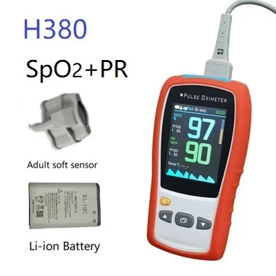 H380 sof Li-ion Red 2," TFT 1 датчик для новорожденных детей и взрослых ручной пульсоксиметр SPO2 PR медицинский монитор сердечного ритма совместимый с Nellcor DS100A датчик - Цвет: H380 sof Li-ion Red
